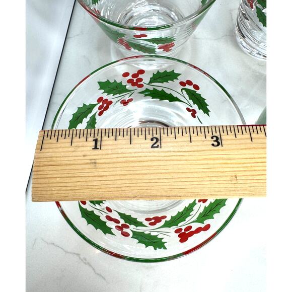 Vintage Holly Berry Design Old Fashion Rocks Glass Set of 4 Holidays Winter 9 Oz - Picture 3 of 6